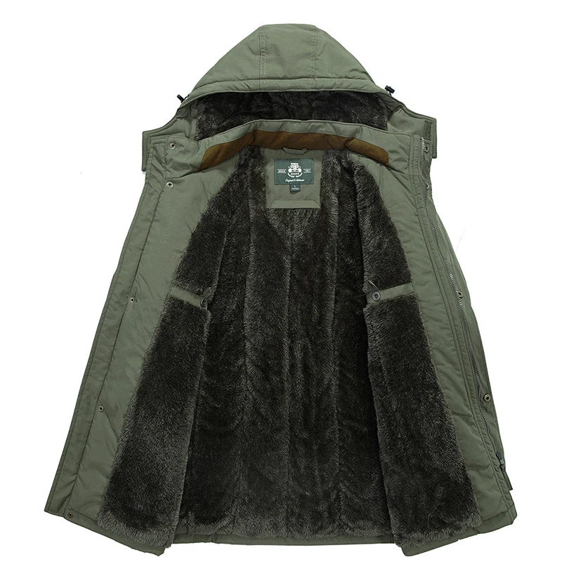 UAICESTAR Winter Jacket Men Fleece Hooded Thicken Warm Parkas Fashion Casual Coat Large Size L-6XL Windbreaker Men's Jackets