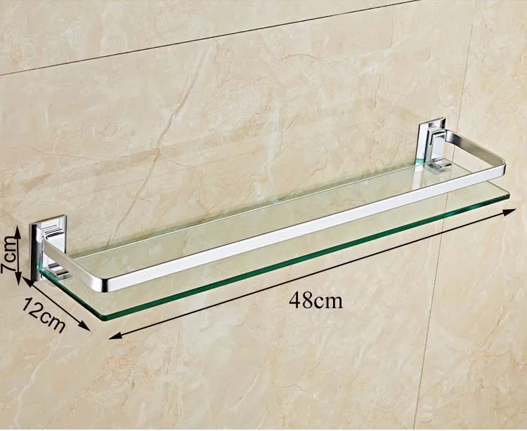 12x48cm 28/38/48/58 см квадратная стеклянная полка для ванной комнаты 8 мм толщина - Цвет: 12x48cm