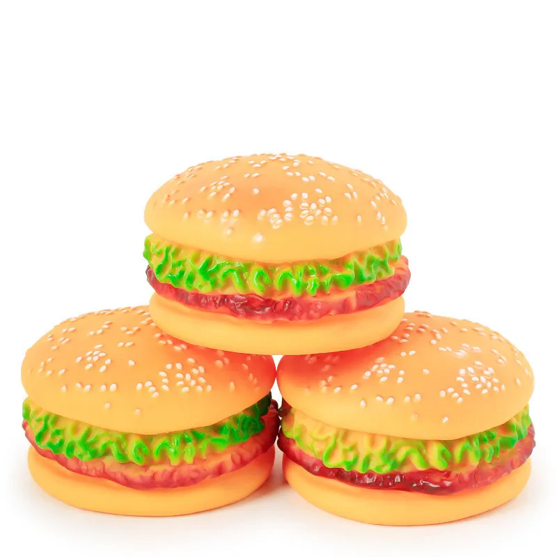 

Rubber Pet Toys Hamburger Style Dog Imitation Bruxism Sound Toy Puppy Toys Pet Suppies Best Selling Dog Accessories