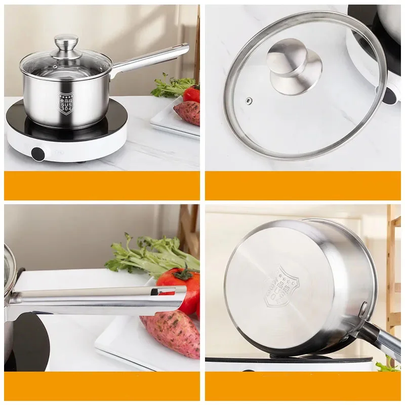 

Stainless Steel Milk Pot Thickened Porridge BB Pot Induction Cooker General Household Baby Food Supplement Pot Soup Pot Small