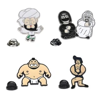 japanese sumo cartoon character cute enamel brooch metal badge cowboy clothes bag oil drop pins jewelry brooch pin banquet