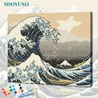 Набор для рисования по номерам SDOYUNO, набор для рисования по номерам сделай сам, без рамки, с волнами океана, домашний декор, цифровая живопись на холсте, 60 х75 см