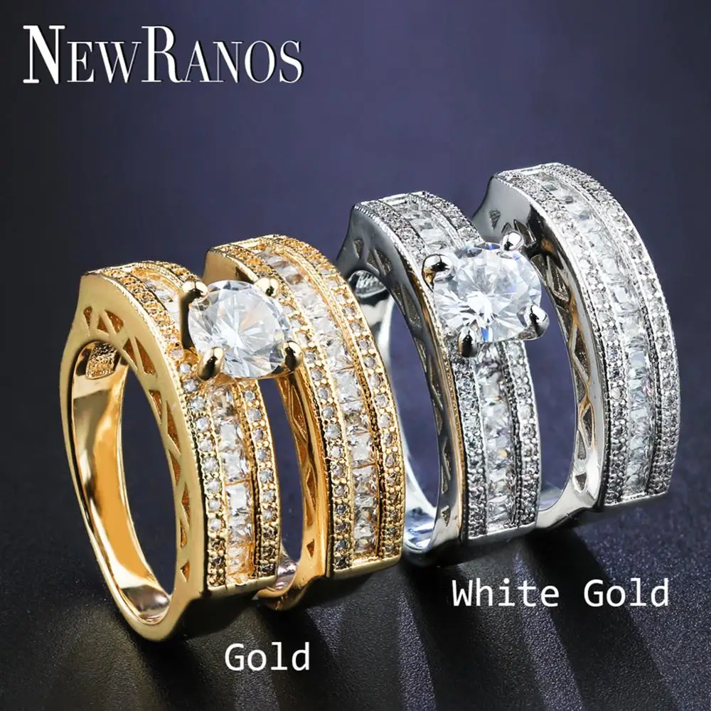 Newranos 2 шт./компл. кольцо для влюбленных Bijoux Femme свадебное золото цвета пара