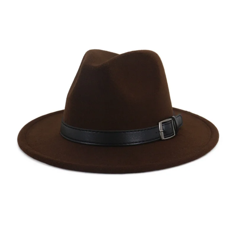 

Шляпа Федора для мужчин и женщин, фетровая модная шляпа с декоративным кожаным ремнем, чёрная, для церкви, свадьбы, вечеринки