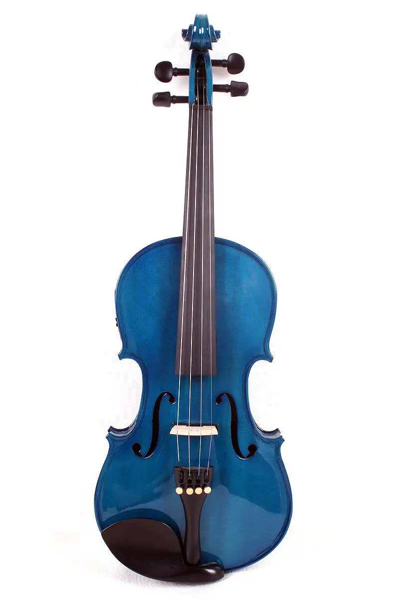 Синяя электрическая скрипка 4/4 ель Кленовая спинка черные детали