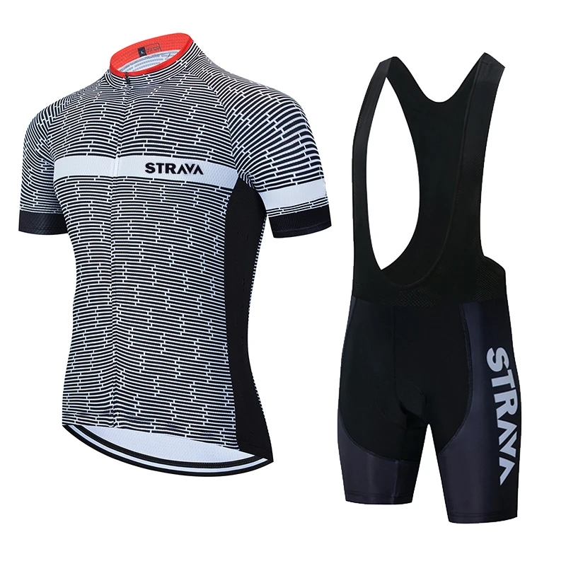 

New 2021 STRAVA Cycling Set Men Cycling Clothing MTB Bike Clothes Breathable Anti-UV Road Bicycle Wear Cycling Jersey Set