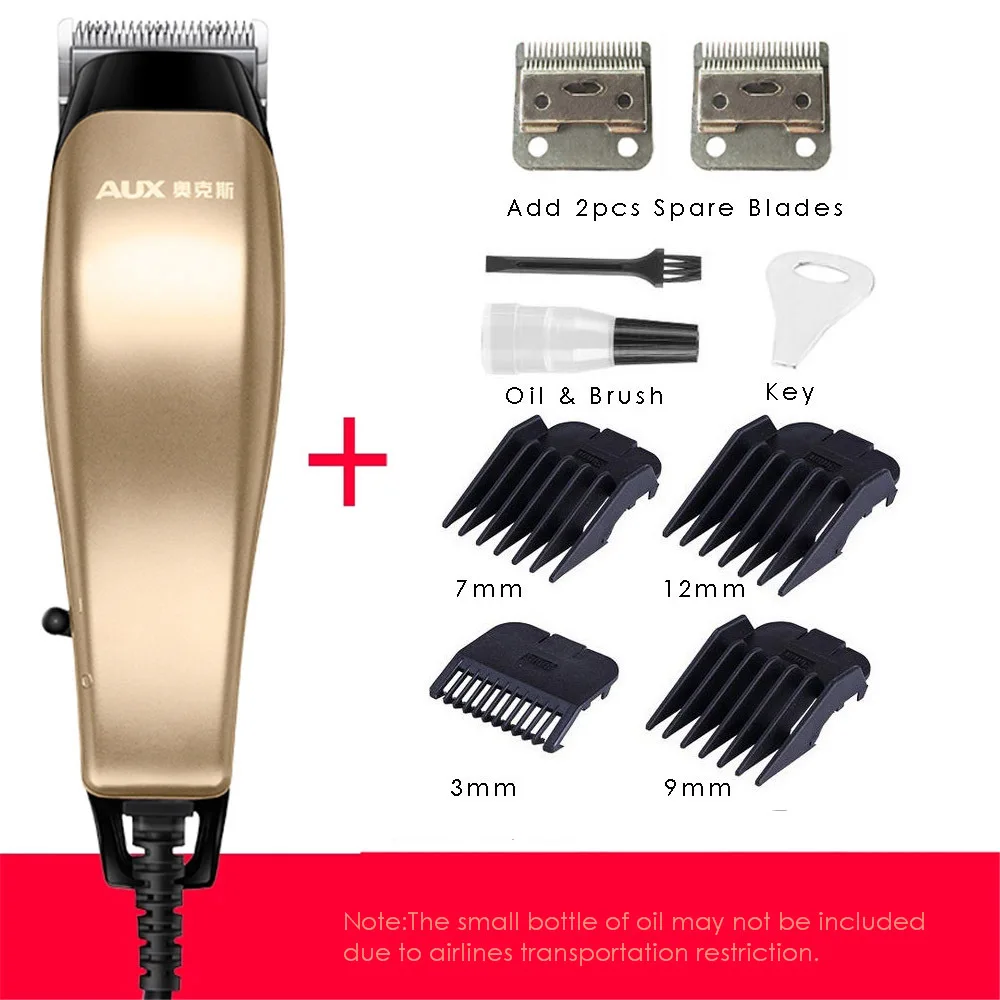 Gold Add 2pcs Blade Горячая Распродажа мощный электрический триммер для волос для мужчин Проводная машинка для стрижки волос триммер для бороды машинка для стрижки волос инструменты для домашней стрижки 220 В - Цвет: Gold Add 2pcs Blade