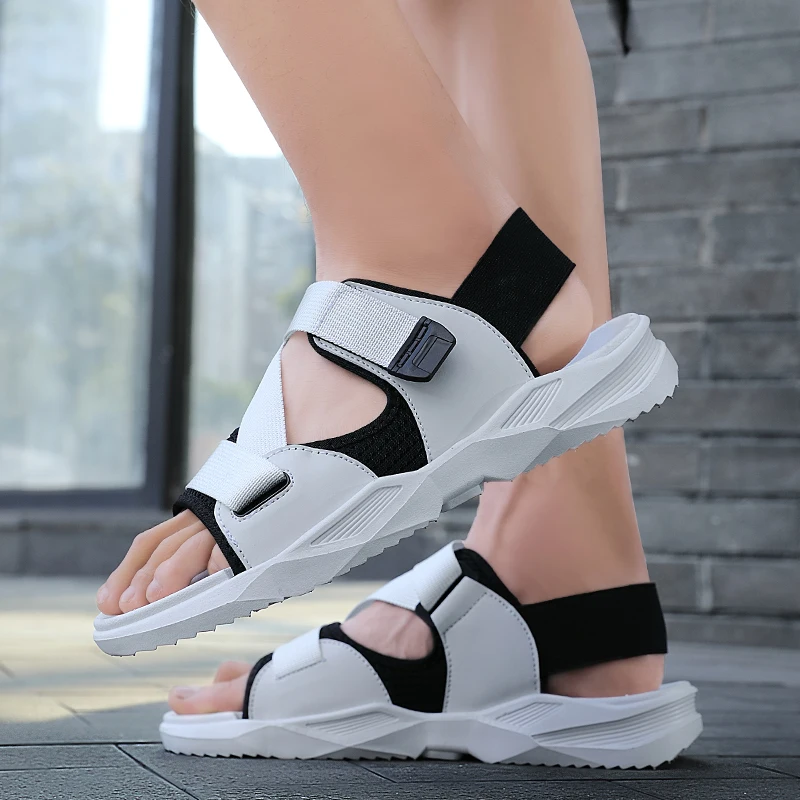 

Summer Sandals Men's Shoes Roman Style Mens Shoes Soft Elastic Band Slip-on Slippers Sneakers White Boys Wading Beach Shoe
