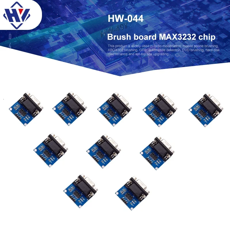 

10pcs MAX3232 RS232 To TTL 3.3V-5.5V Female Serial Port Converter Module Board DB9 Connector Using MAX232 Support TX RX VCC GND