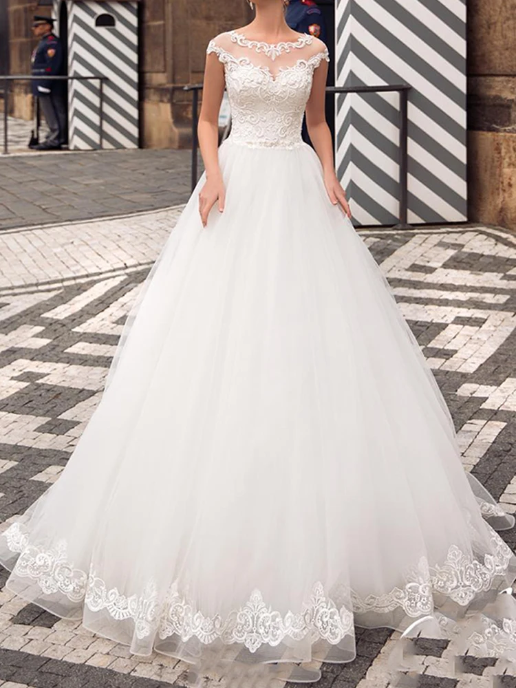 

MNGRL New Simple Wedding Dress Backless Sleeveless Design Chiffon Lace Bride Dresses Princess Dress Plus Size Tailor-made