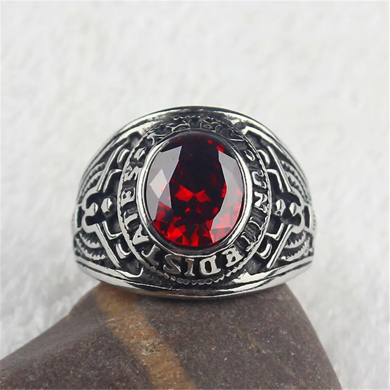 Красный CZ Кристалл Для Мужчин's Нержавеющая сталь США армия кольцо | Украшения