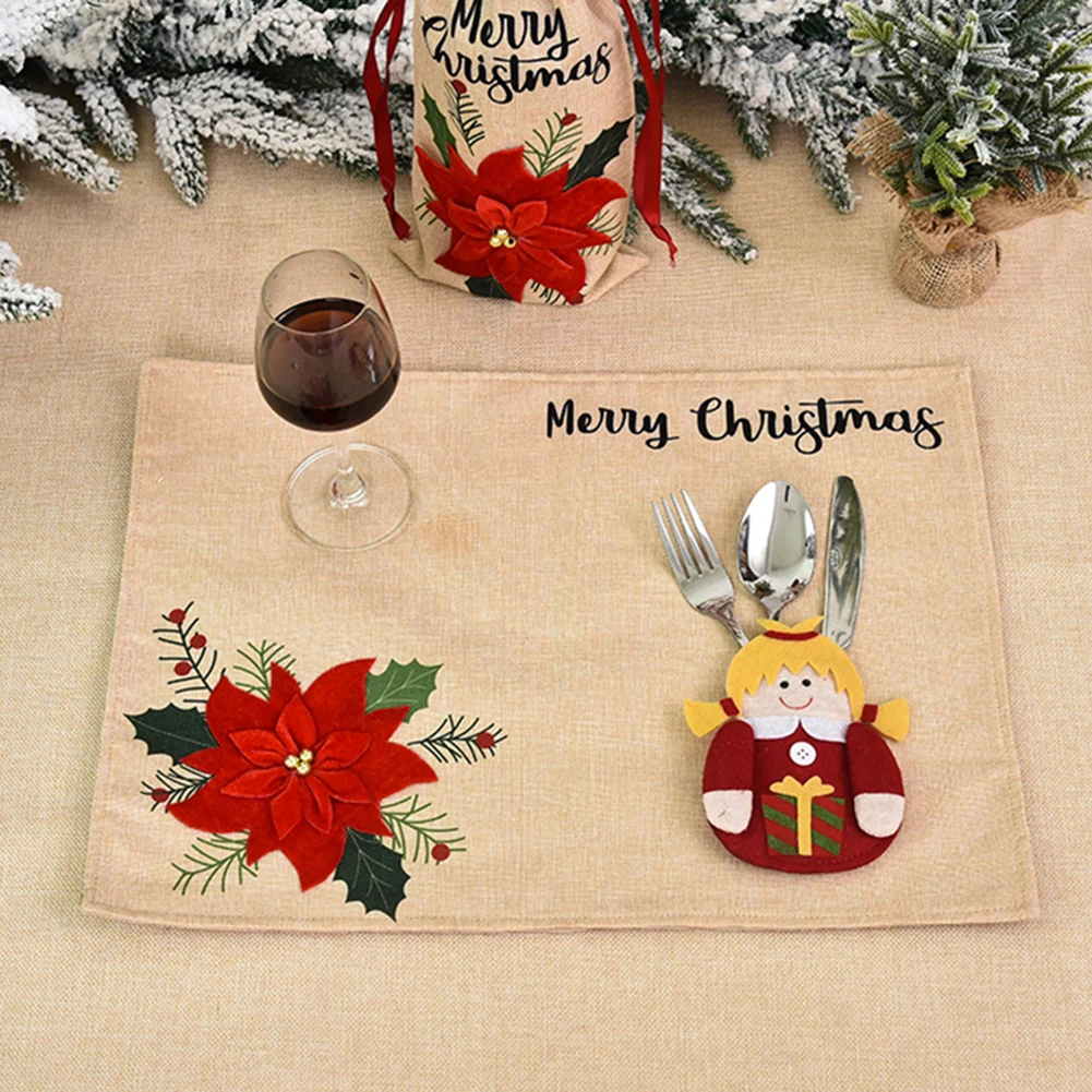 Милый пингвин Санта форма нож вилка столовые приборы Столовые сумка для хранения