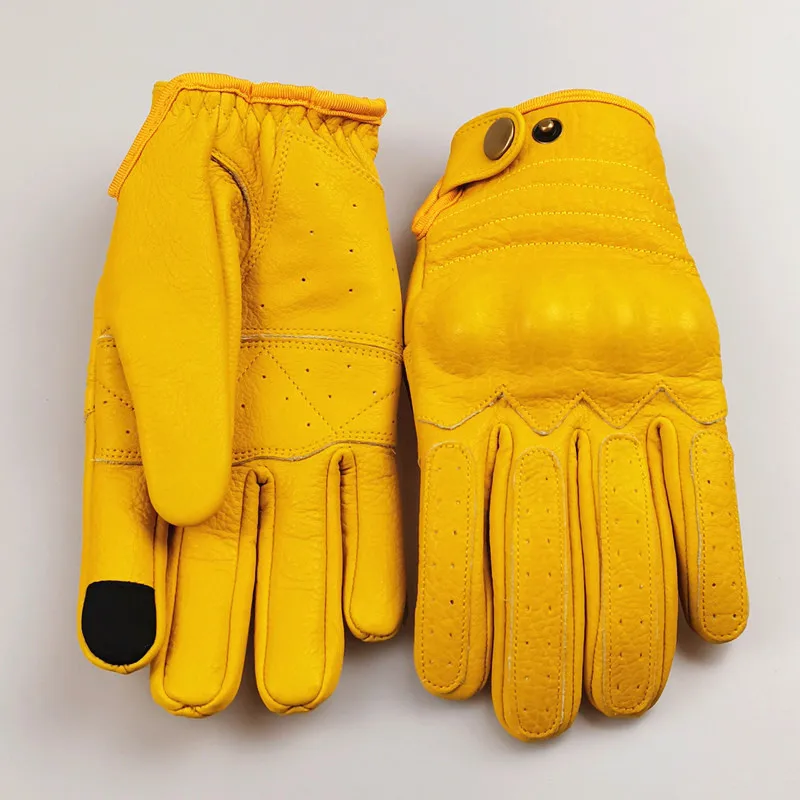 

Перчатки из воловьей кожи, перчатки с пятью пальцами для вождения, гоночного велосипеда, мотоцикла, рыцаря, весна-лето