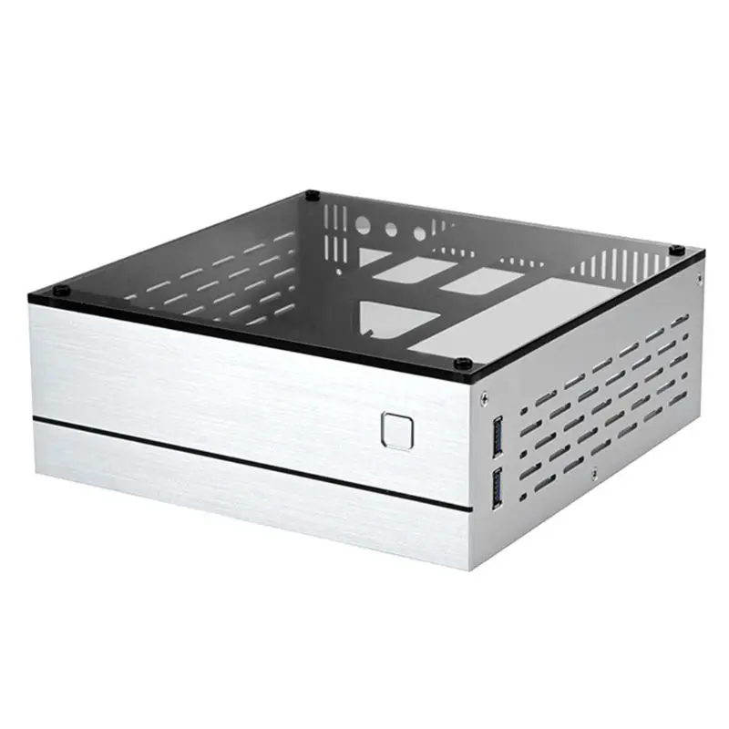 B01 мини ITX компьютер чехол шасси Алюминий/Стекло Портфели Чехол дома Театр AC DC