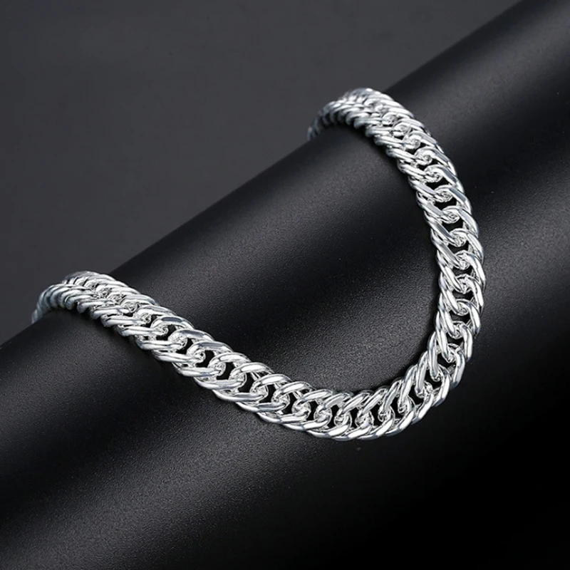 Bracelet men's fashion personality handmade whip chain S990 silver bracelet coarse jewelry wholesale