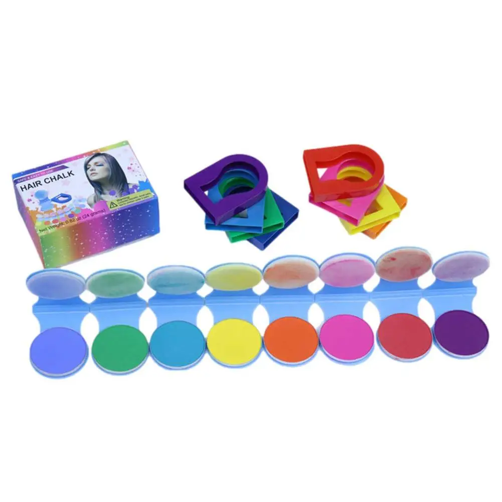 

8 Colors Washable And Dyeable Hair Powder Temporary Beauty Dye Tool Washable DIY Coloring Cream Chalk Set