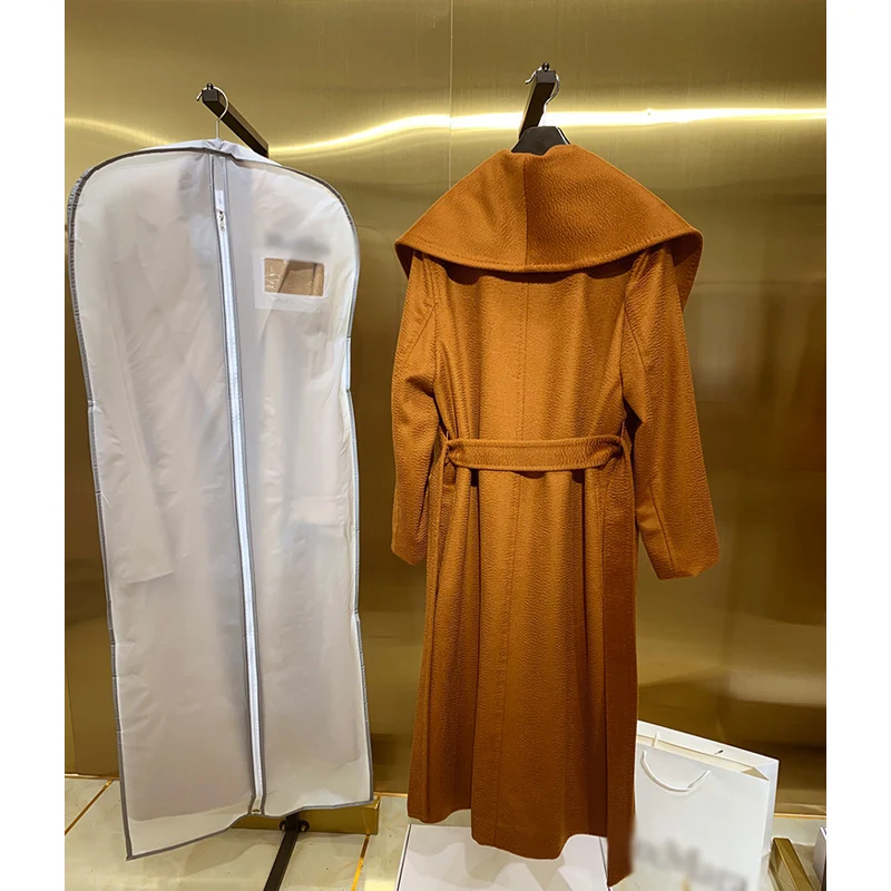 

gufo 100% camel wool high quality women's coat for winter water rippled cashmere coat female outwear coat teddy bear caramel