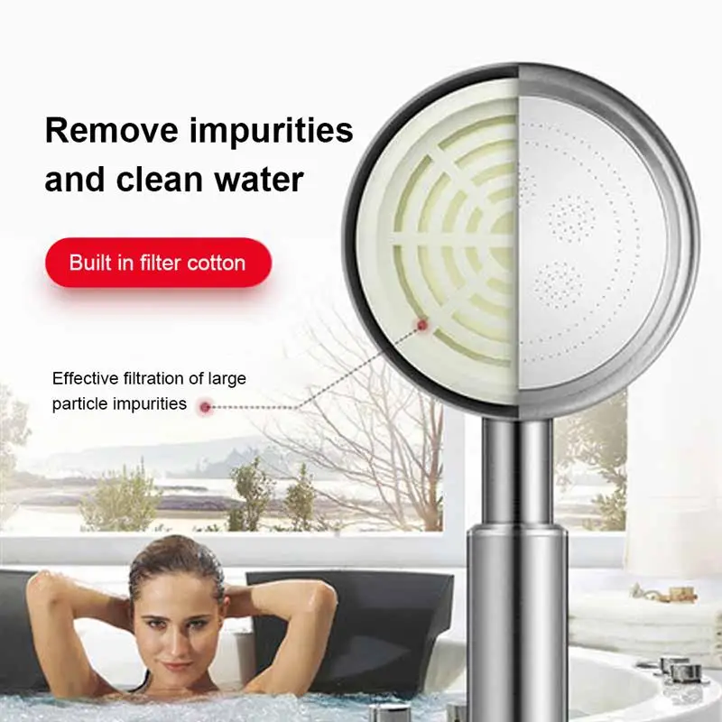 

Handheld Shower Head High Pressure Rainfall Stainless Steel Shower Nozzle Filter Massage Spa Detachable Bath Showerhead
