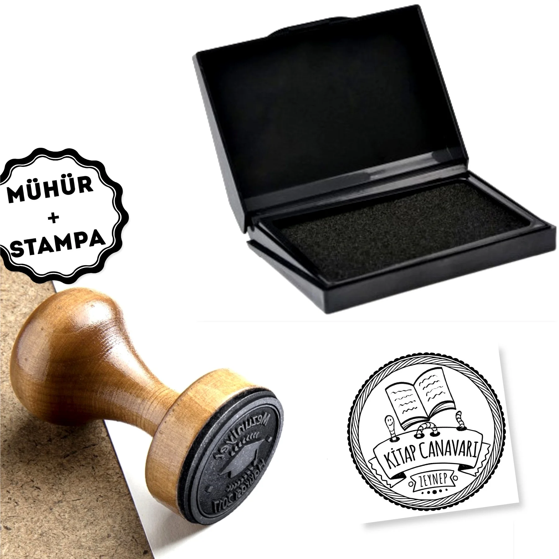 

Personalized Name Written Wood Book Seal-A821