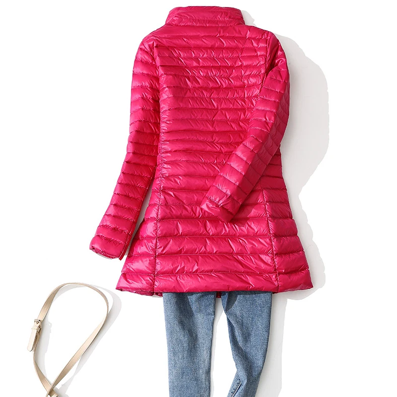 Женский пуховик на утином пуху новинка 2022 длинное пуховое зимнее пальто с