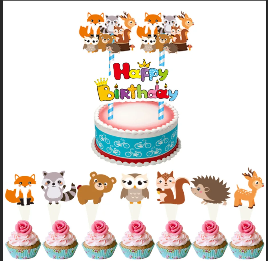 OEING лесной посуда лесных животных вечерние сафари джунгли Happy День рождения Декор