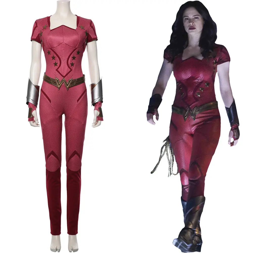 

Donna Troy Cosplay Costume Jumpsuit Uniform Red Outfit For Girls Women Halloween Costumes