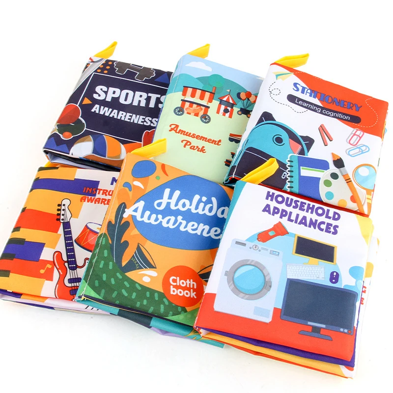 

6 Colors Baby Book Early Learning Tearing Tail Cloth Book Parent-child Interactive Sound Paper Puzzle Cloth Book Toy For Kids