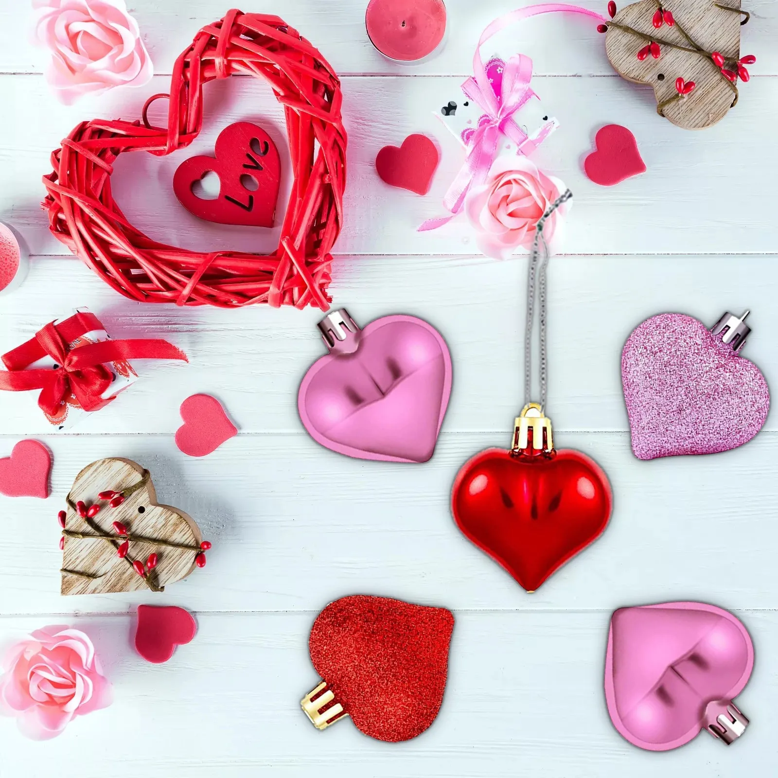 24 шт Valentine украшения сердце Романтический День Святого Валентина Сердце