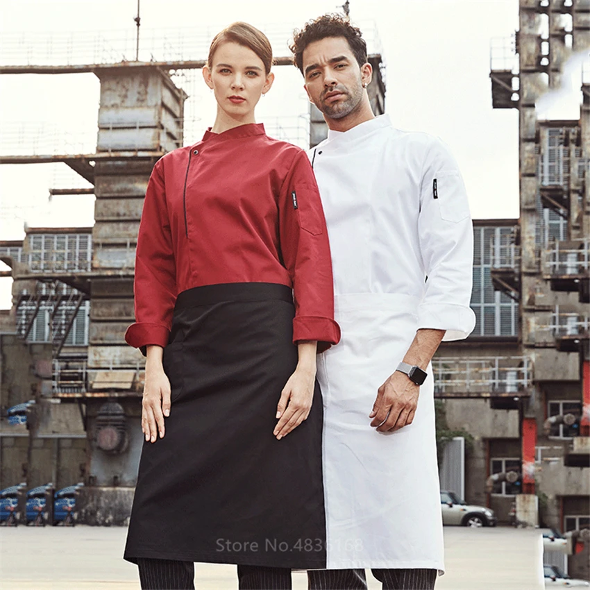 

New Wholesale Unisex Chef Jacket Bakery Clothes Men Coat Long Sleeve Women Chef Restaurant Uniform Shirts Chef Kitchen Catering