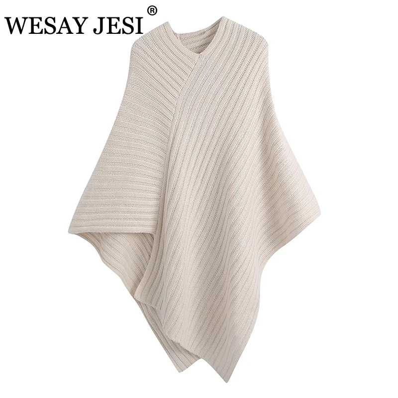 

Женский винтажный Топ WESAY JESI ZA, асимметричная водолазка большого размера с высоким воротником летучей мыши, шаль, Однотонный свитер, 2021