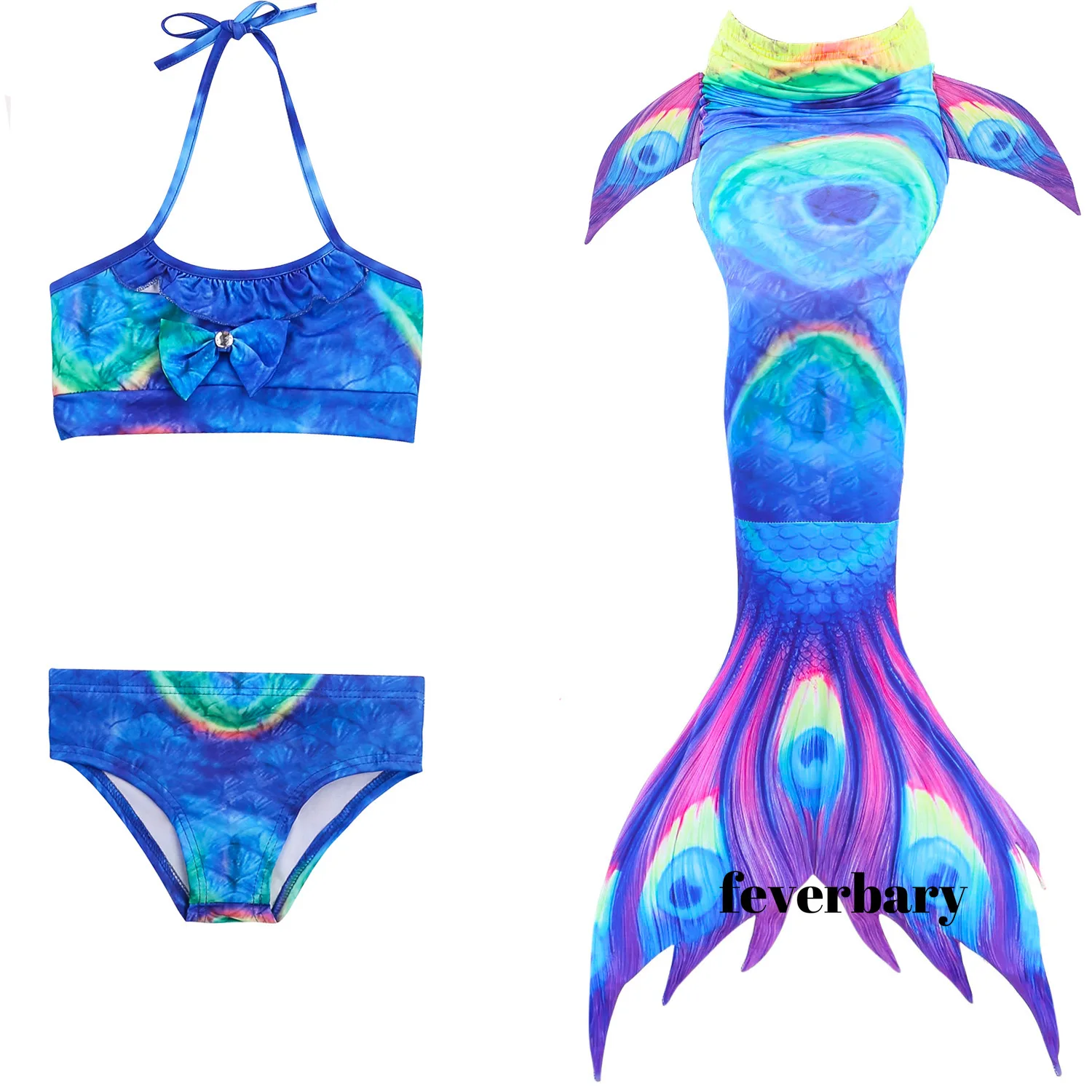 

2020 Girls Swimming Mermaid Tails Costume Cosplay Children the Little Mermaid Swimsuit Bikini Set for Kids Garland