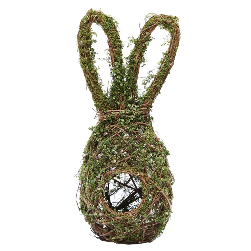 

Easter Birds Nests Bunny Shape Pendant Nordic Style Natural Rattan Ring For Home Garden Decoration FPing