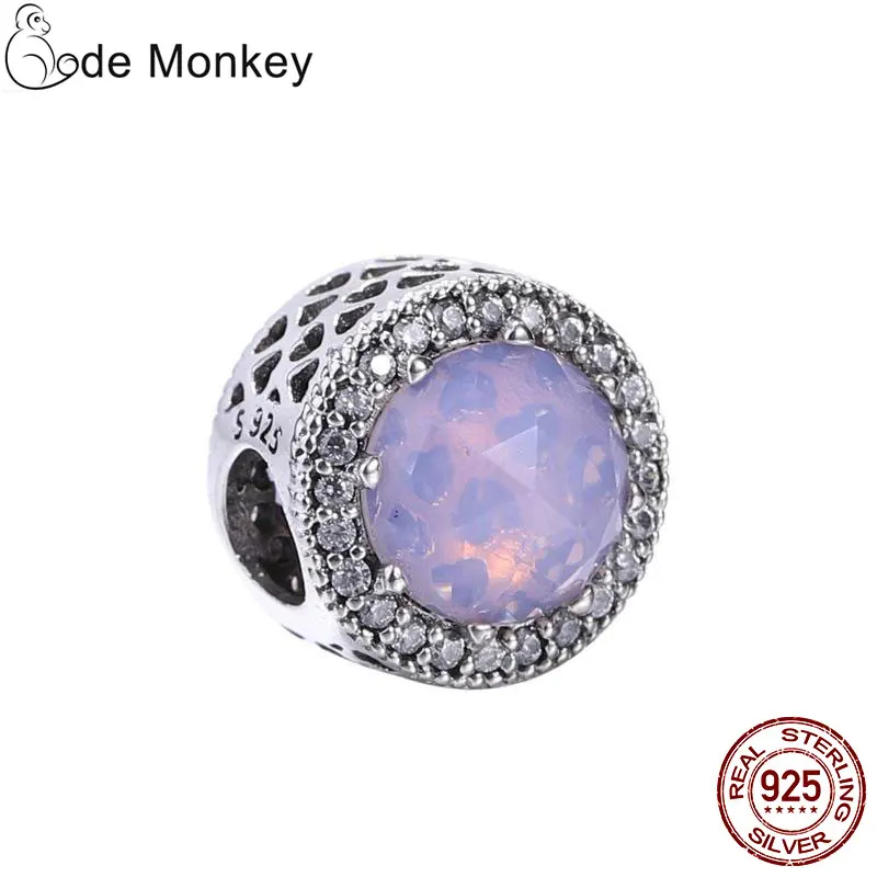 CodeMonkey,, настоящая 925 пробы, серебро, розовый, бусины трава, талисманы, подходят для оригинального браслета, бусины, сделай сам, ювелирное изделие для женщин 1002