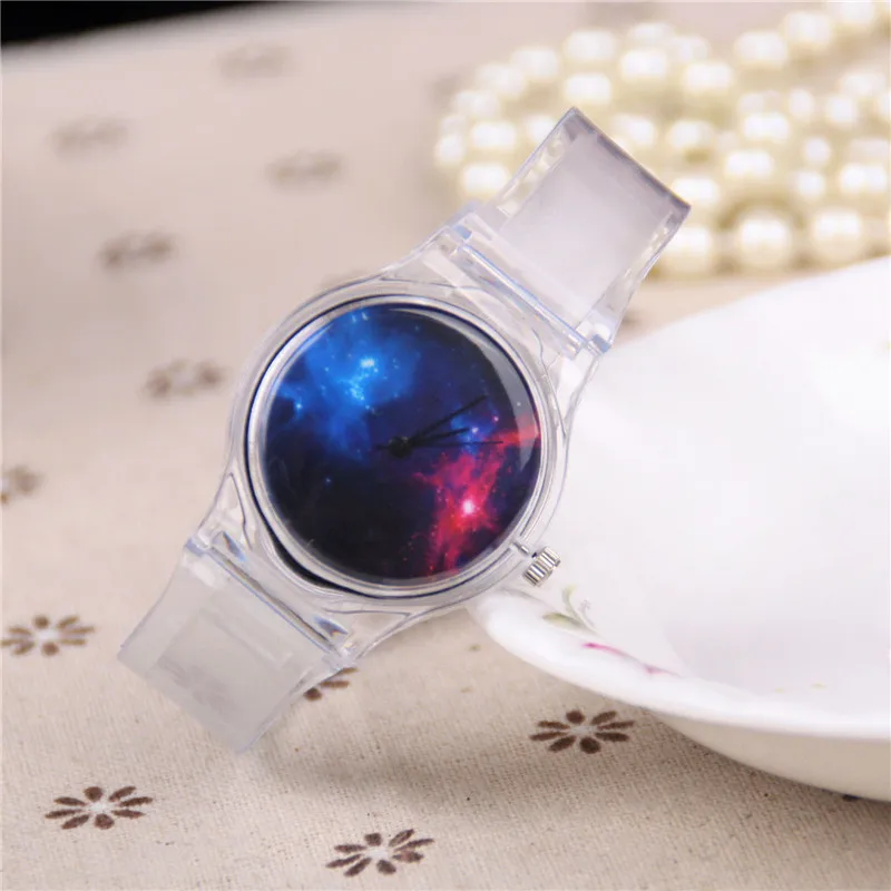 Прозрачные силиконовые часы женские спортивные повседневные кварцевые наручные