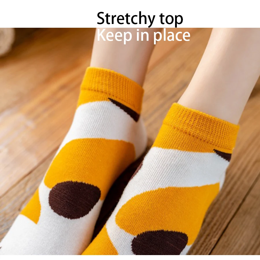 Носки женские хлопковые в стиле Харадзюку повседневные короткие разноцветные