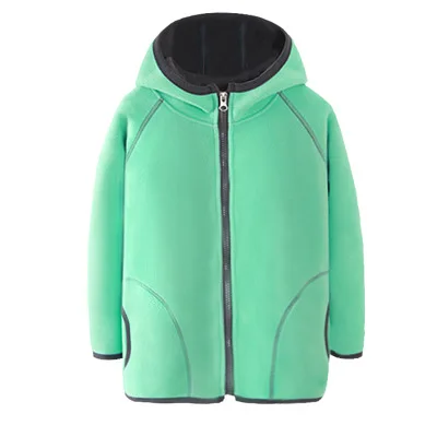Boys Polar Fleece Jacket Kids Hooded Long Sleeve Autumn Girl Child Coat Embroidery Warm Children Outerwear Clothes - Цвет: Зеленый