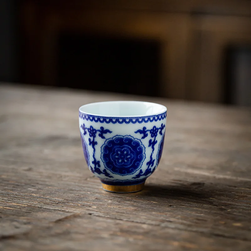 

Blue and White Porcelain Teacup Ceramic Teacup Kung Fu Small Teacup Single Cup Master Cup Tea Set Tea Table Golden Bowl Teacups