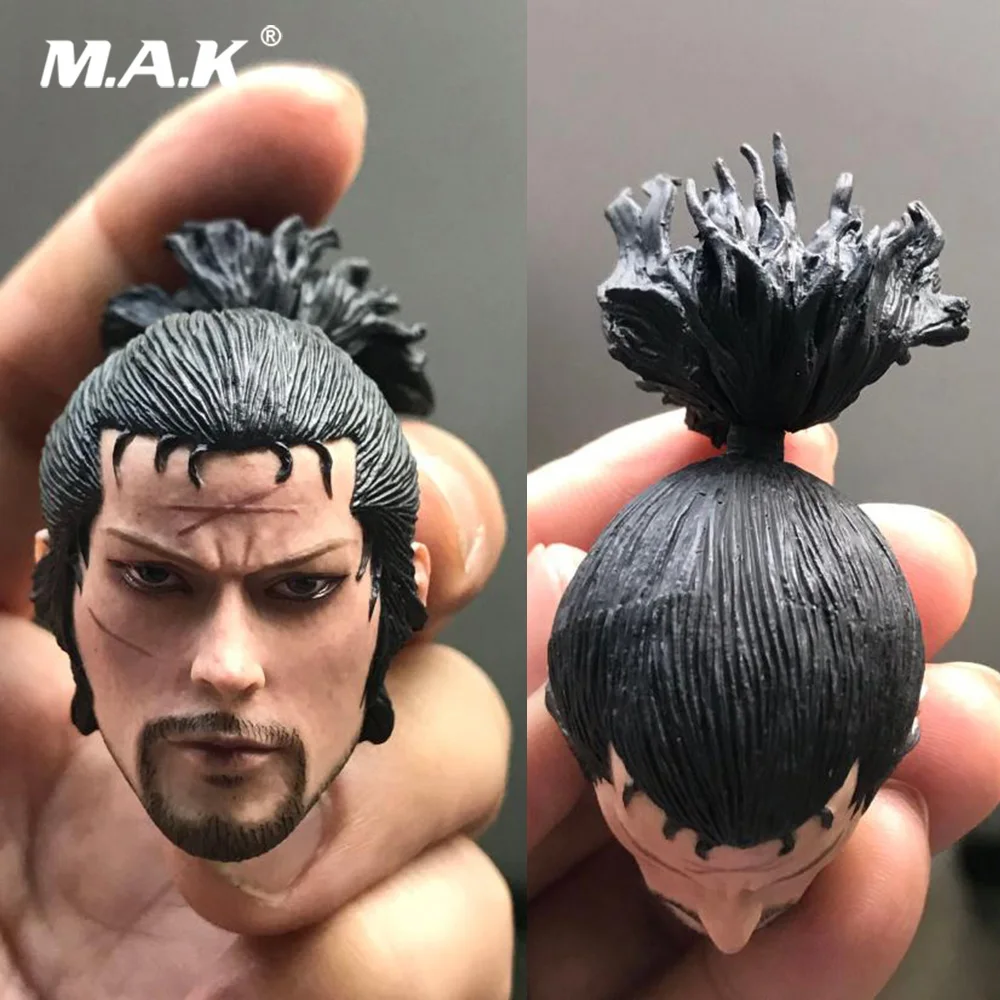 

1/6 Scale Male Head Sculpt Japanese Samurai Miyamoto Musashi Head Carved Accessory Model for 12 inches Action Figure Body