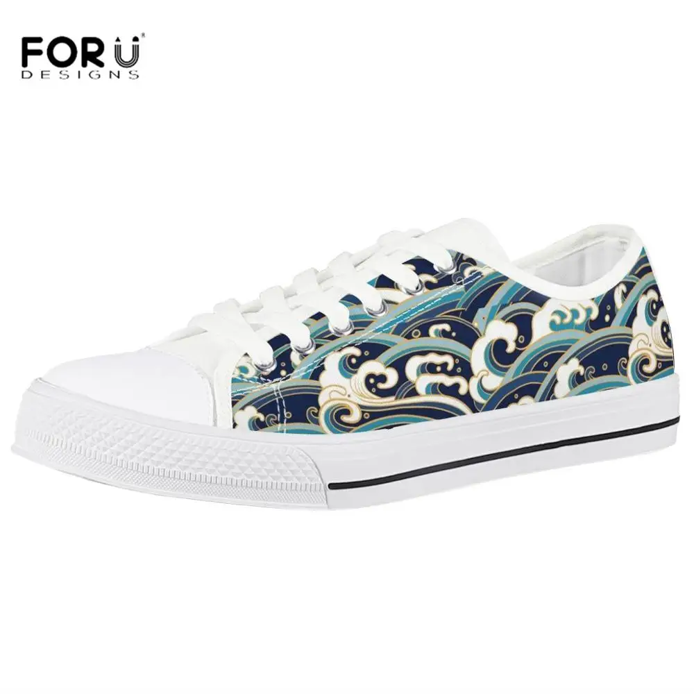 Женские холщовые кроссовки FORUDESIGNS с низким верхом дышащие на шнуровке принтом