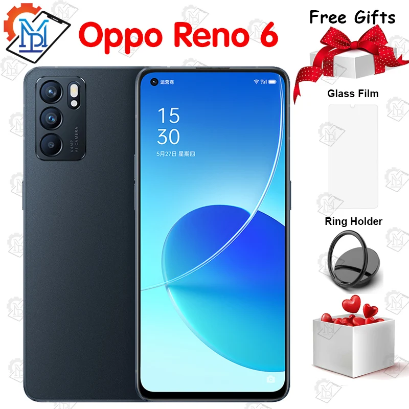 

Original OPPO Reno 6 5G Mobile Phone 6.43inch 8GB + 128GB Dimensity 900 Octa Core 64MP Rear Camera 65W Super Charge Smartphone