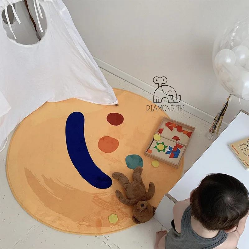 Хлопковый ковер детский игровой коврик с улыбающимся лицом детская комната