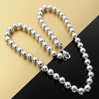 classic brands 8mm bead chain 925 sterling silver necklace for woman men high quality fashion party wedding jewelry holiday gift