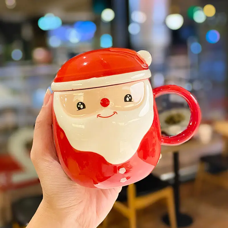 

3D Santa Claus Relief Mug Cartoon Shaped Ceramics Thermos Mug Creative Christmas Gift StarBuck Coffee Milk Tea Cup