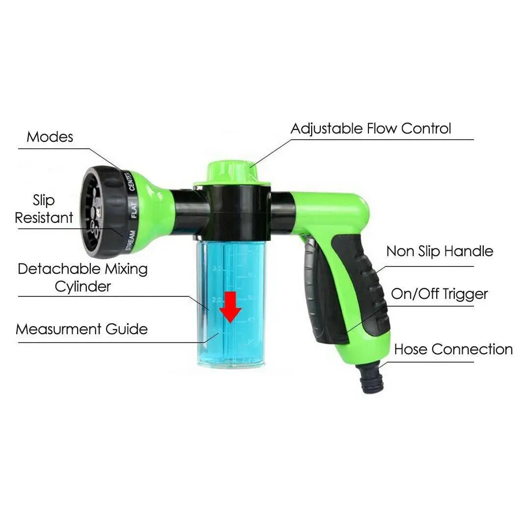 Садовый шланг Распылительная насадка с резервуаром для мыла 14x21 двухцелевой