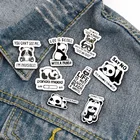 Эмалированная брошь-Скалка в виде панды на заказ, броши с цитатой панды, значок для сумки, булавка для лацкана, пряжка, забавное животное, ювелирное изделие, подарок для детей, друзей