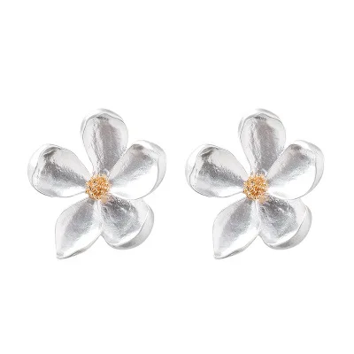 Женские сережки с цветком лепестком вечерние из металла 925 пробы подарочные