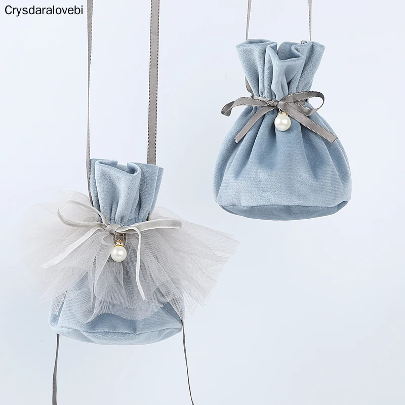 Роскошные бархатные подарочные сумочки с перламутровой шнуровкой для