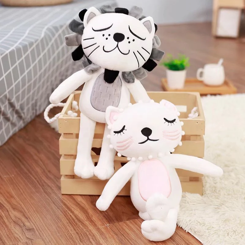 

40cm Cute Cat & Lion Plush toys Baby Kids Animal Rabbit Sleeping Comfort Stuffed Doll Plush Toy Christmas Gifts