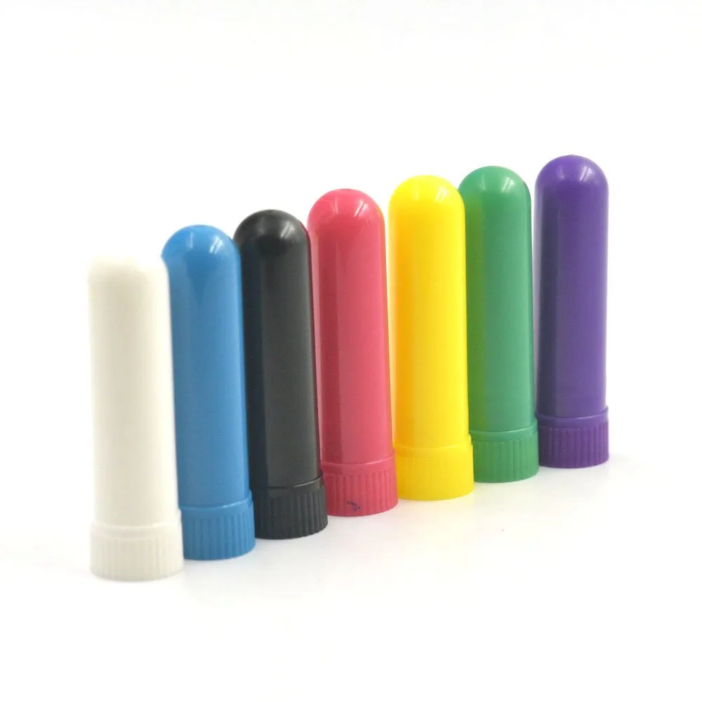 

50pcs 10 color BlankAromatherapyNasal Inhaler stick Plastic nose nasal inhaler blank with Cotton Wicks for travel essential oil
