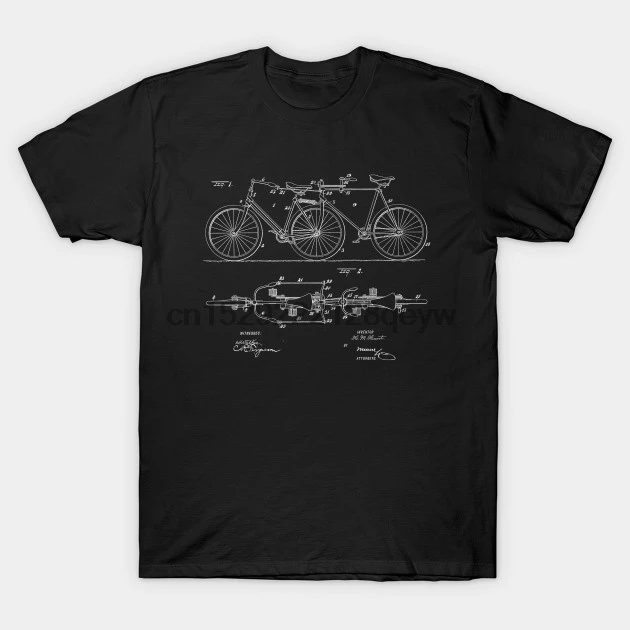 

Men t-shirt Tandem Bike Vintage Patent Drawing tshirt Women t shirt